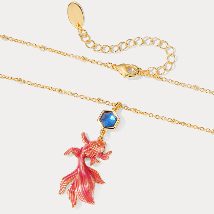18k Gold Enamel KOI Necklace