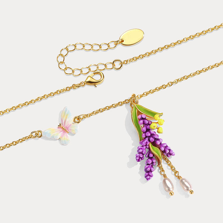 Selenichast Lavender Butterfly Necklace