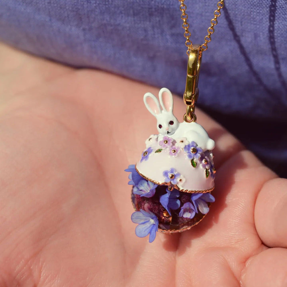 Selenichast Rabbit Flower Box Pendant Necklace