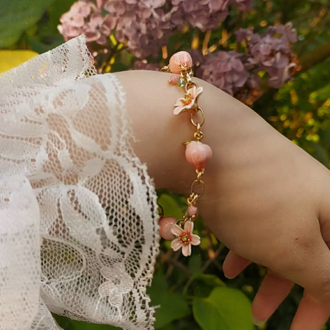 peach blossom charms bracelet