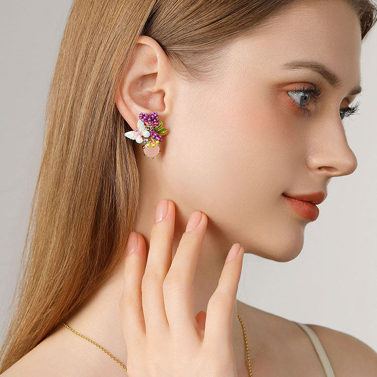 Selenichast Lavender Butterfly Stud Earrings