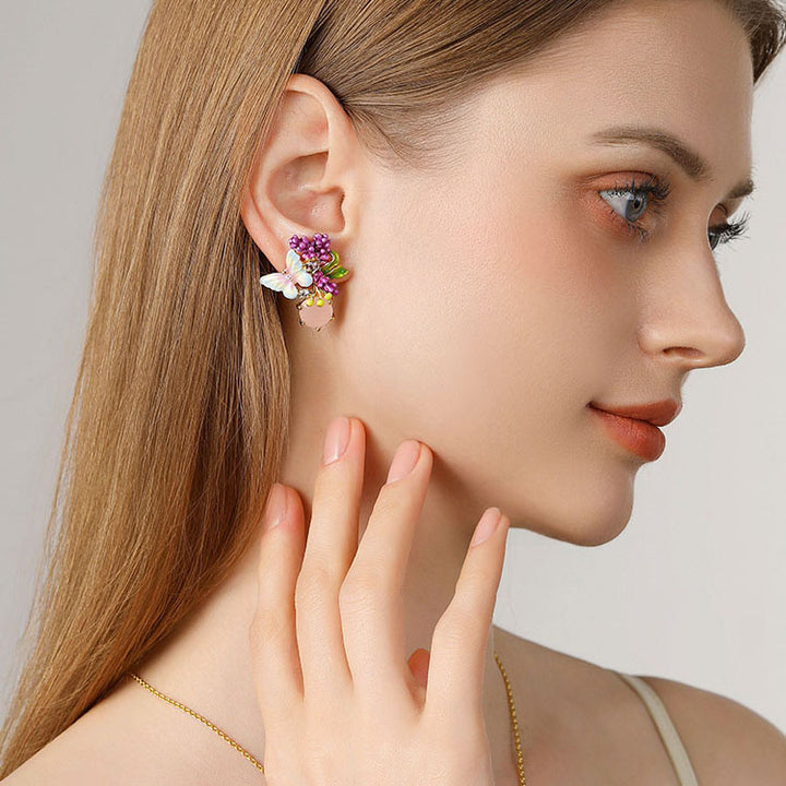 Selenichast Lavender Butterfly Stud Earrings