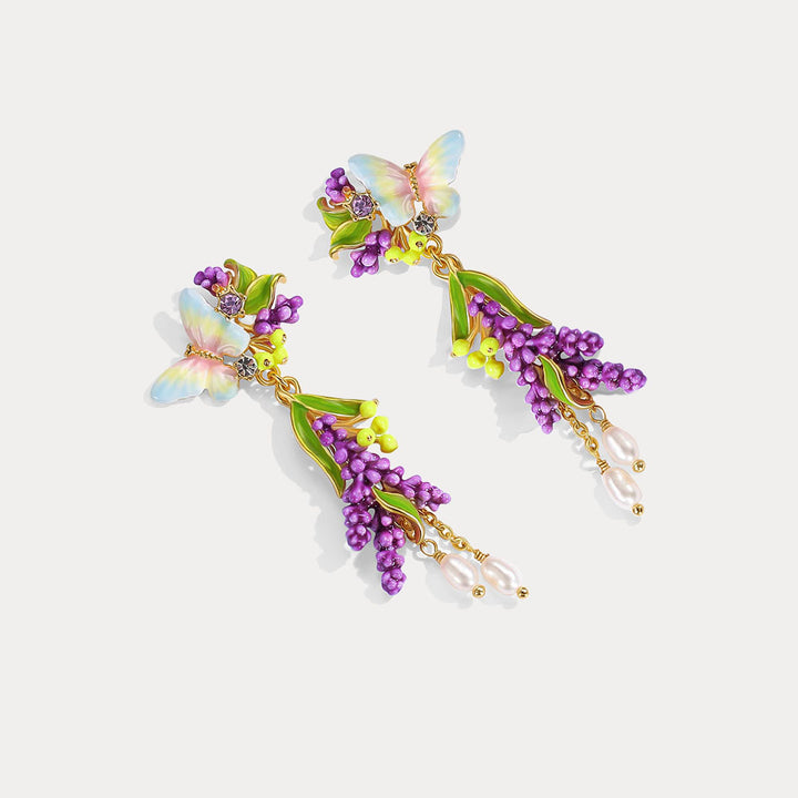 Selenichast Lavender Butterfly Earrings