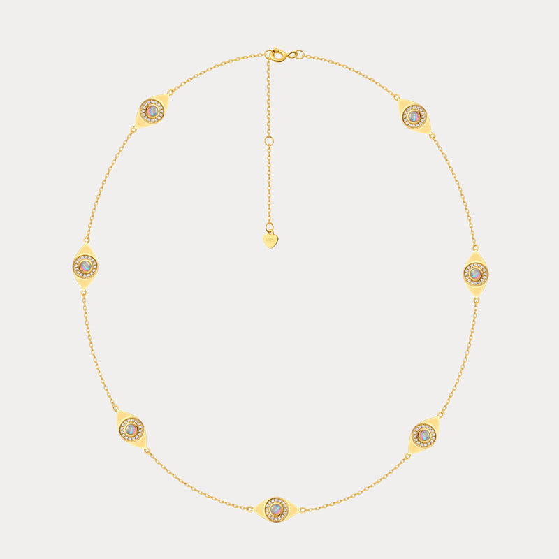Selenichast Opal Evil Eye Station Necklace