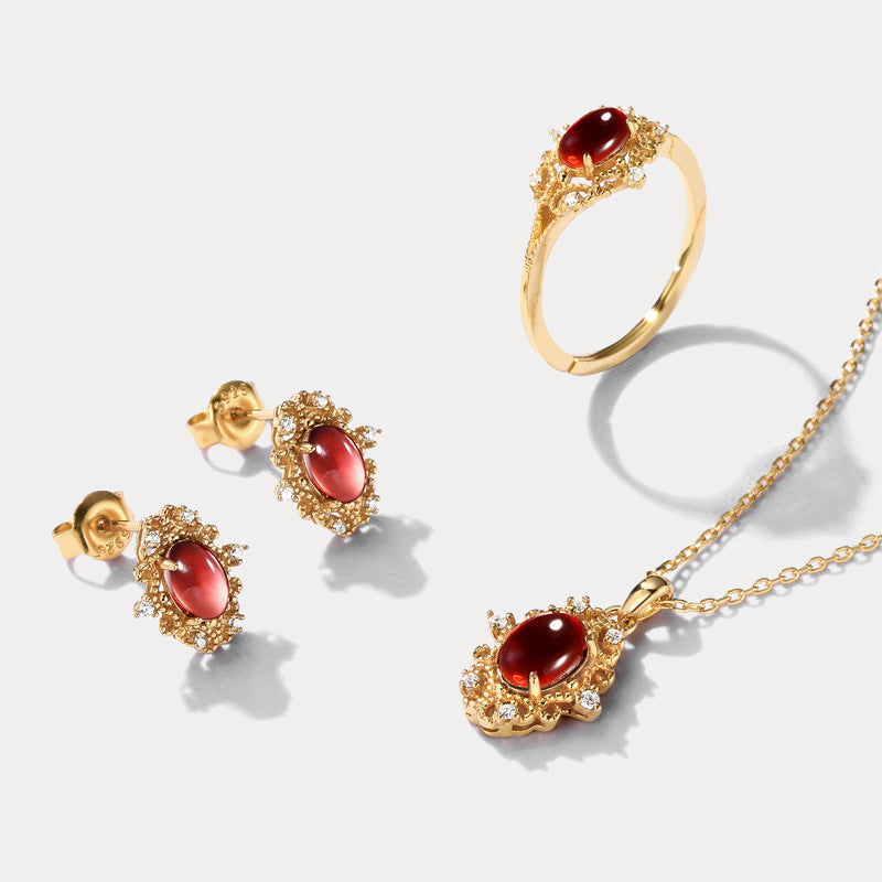 Vintage Garnet Jewelry Set
