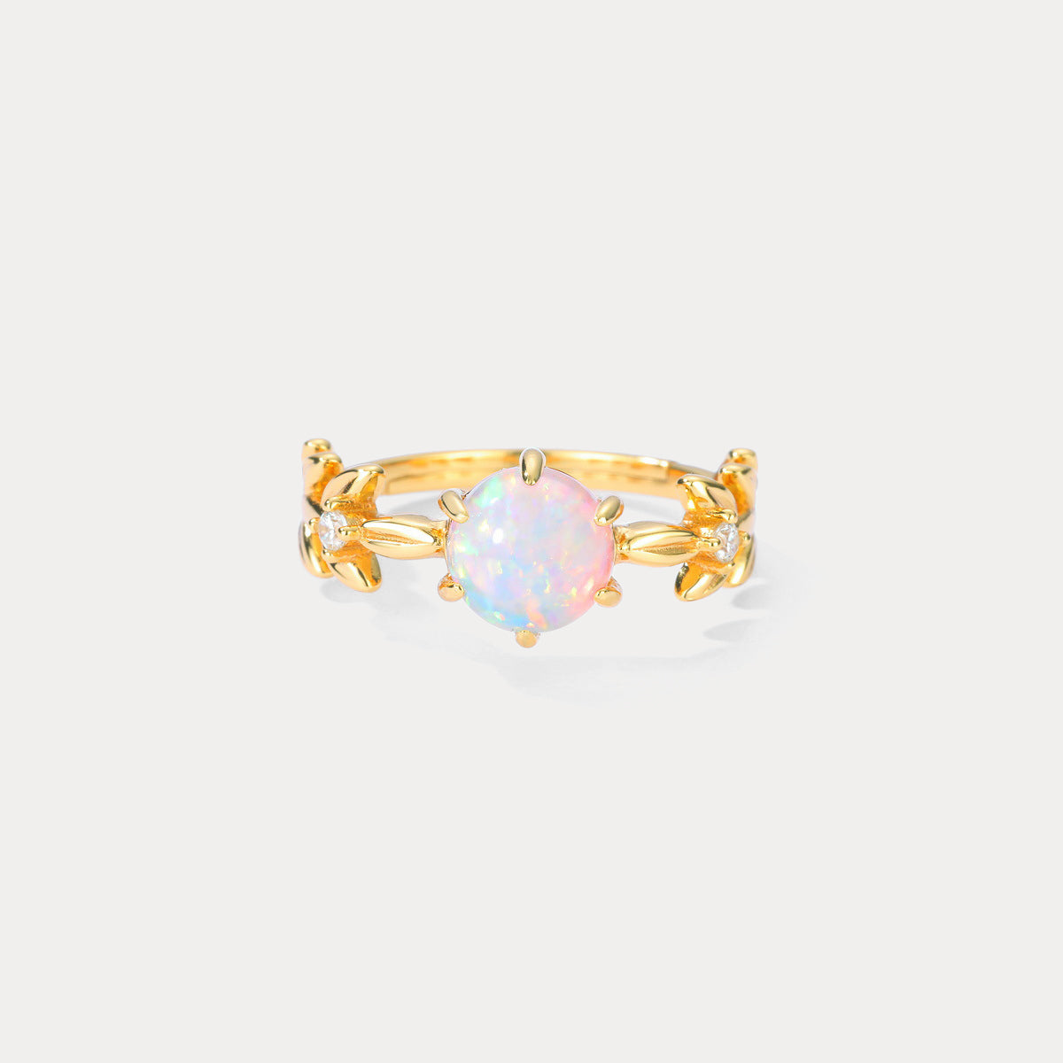 Selenichast Opal Olive Branch Diamond Ring