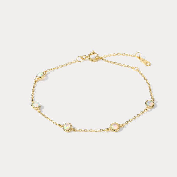 Opal Round Diamond Gold Bracelet