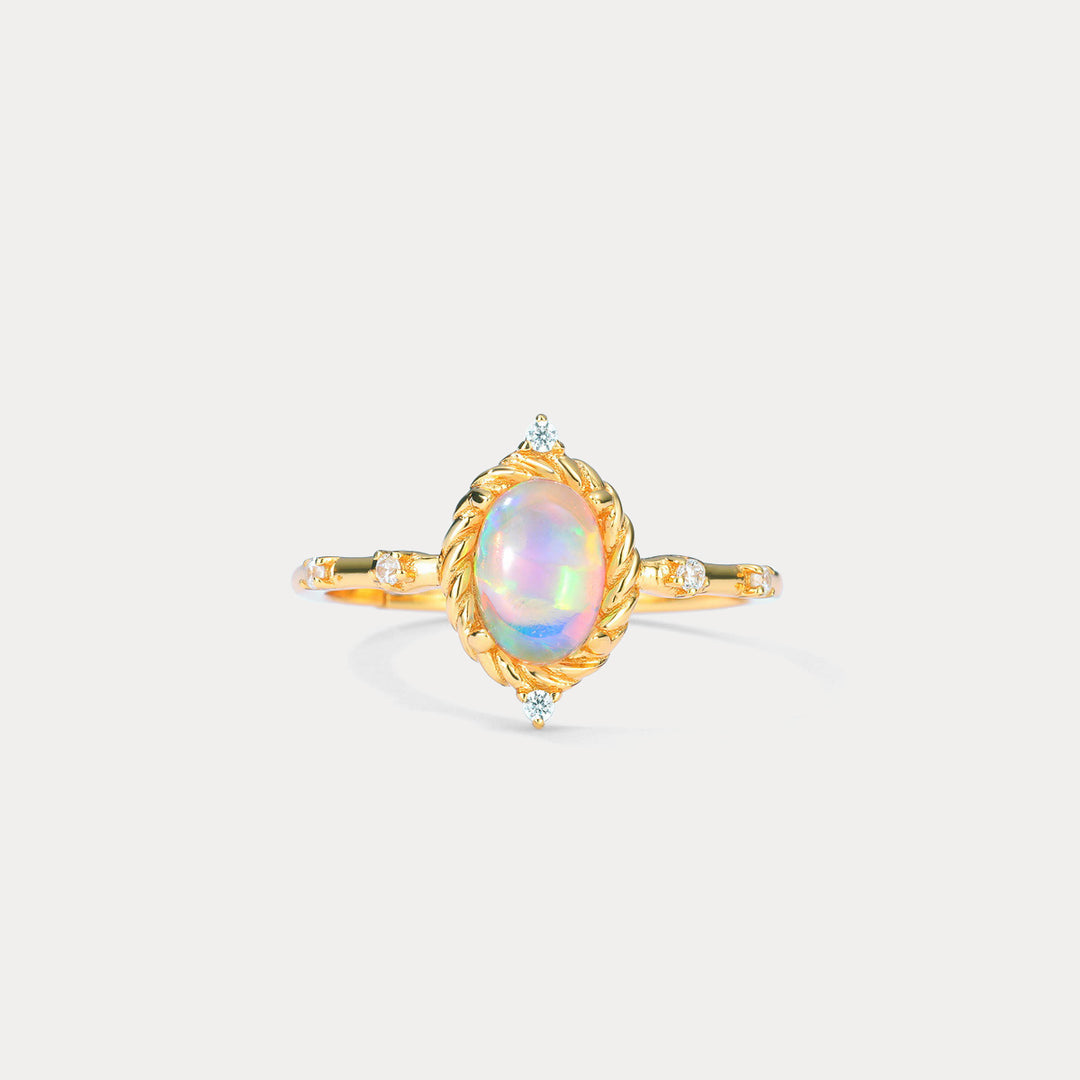 Opal Diamond Open Ring