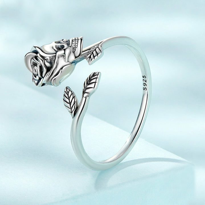 Skull Rose Open Ring