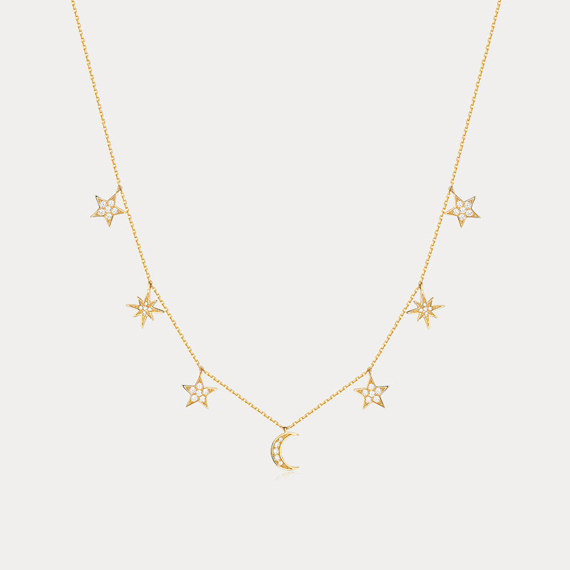 Selenichast Moon and Star Charm Necklace