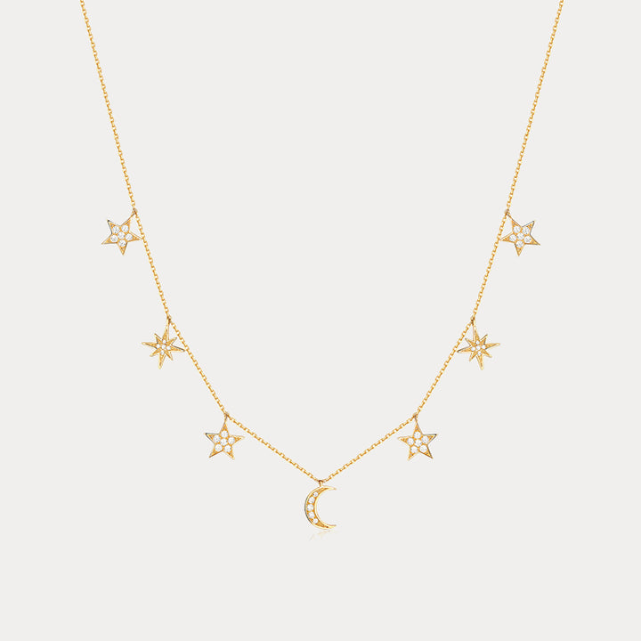 Selenichast Moon and Star Charm Necklace
