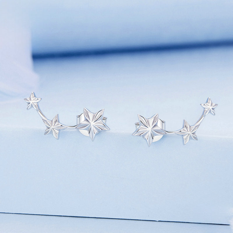 Silver Stars Stud Earrings