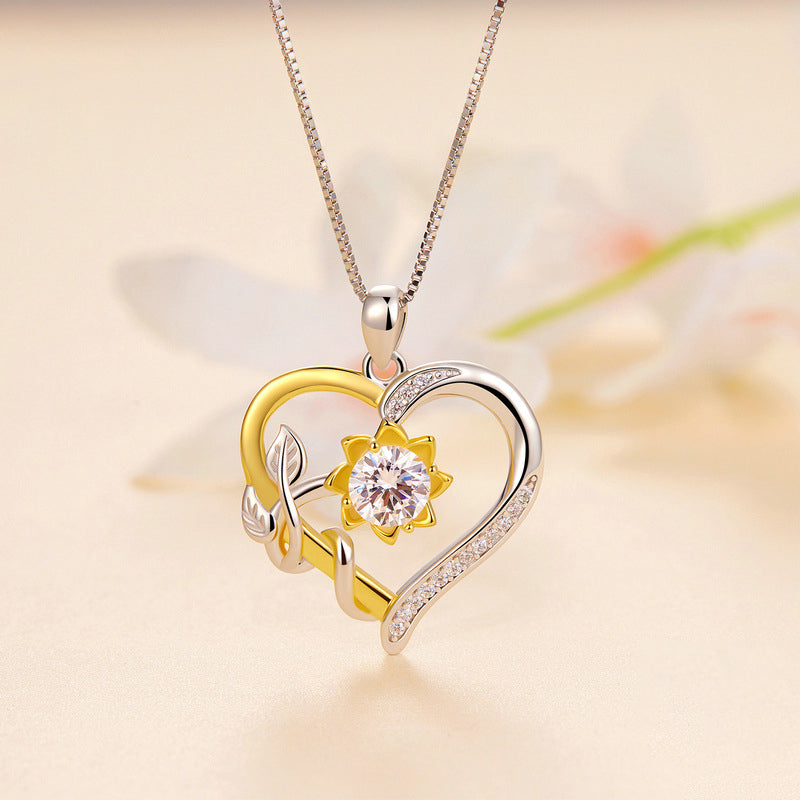 Collana del cuore di girasole moissanite