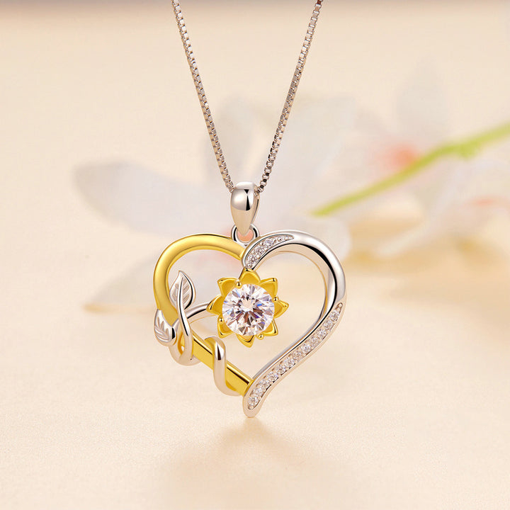 Collana del cuore di girasole moissanite