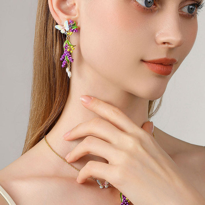 Selenichast Lavender Butterfly Earrings