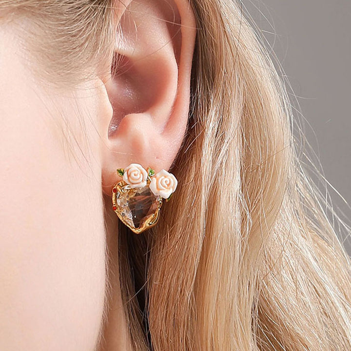 Champagne Rose Heart Earrings