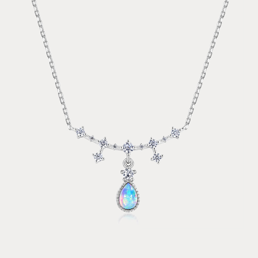 Selenichast Silver Opal Drop Necklace