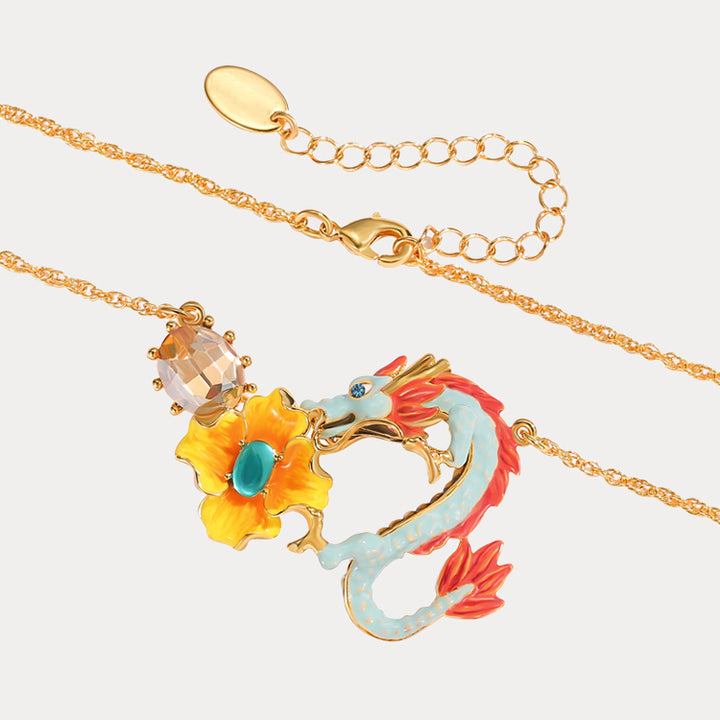 Zodiac Dragon Wintersweet Gem Necklace