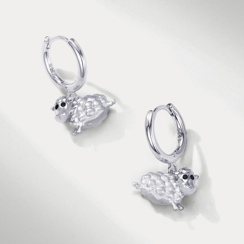 Silver Sheep Drop Earrings