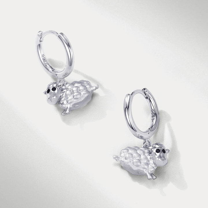 Silver Sheep Drop Earrings