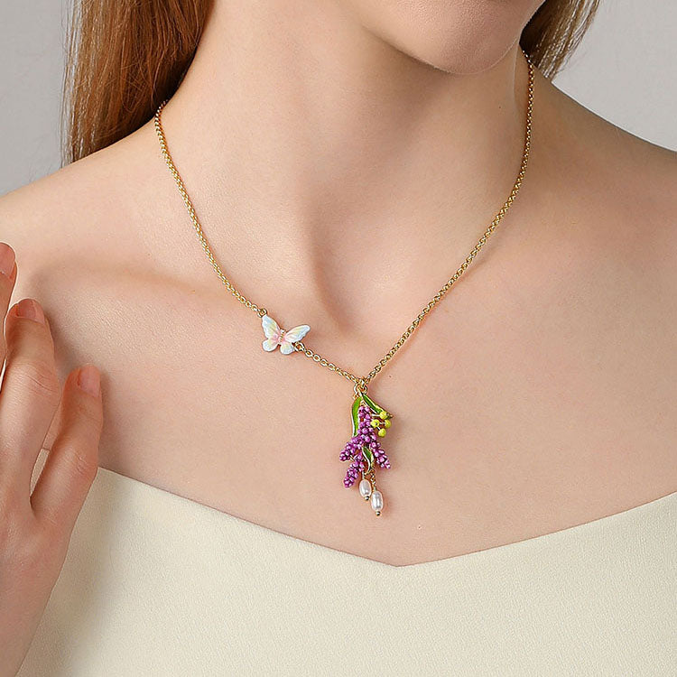 Selenichast Lavender Butterfly Necklace