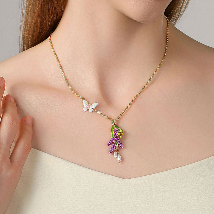 Selenichast Lavender Butterfly Necklace