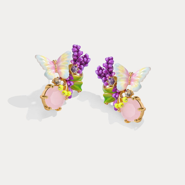 Selenichast Lavender Butterfly Stud Earrings