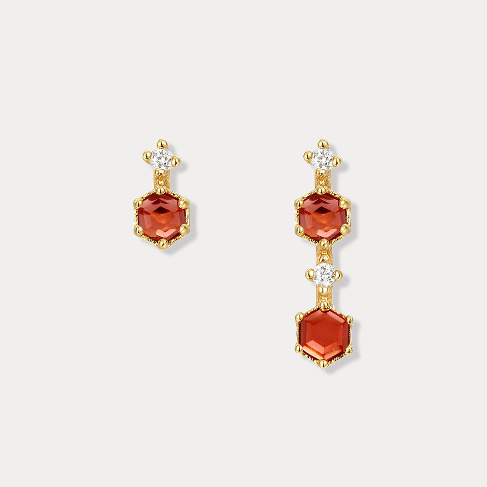 Selenichast Asymmetric Garnet Earrings