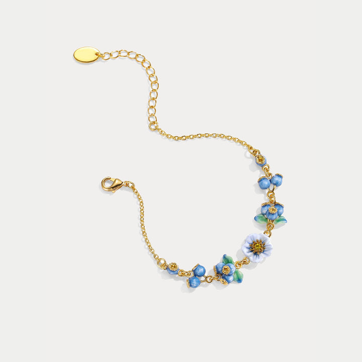 Bracelet aux myrtilles à fleurs en émail