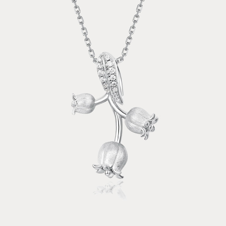 Selenichast Silver Lily of the Valley Pendant Necklace