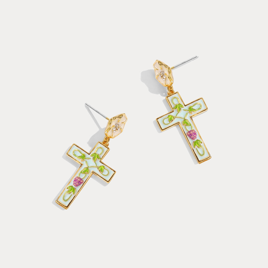 Boucles d'oreilles en vigne croix
