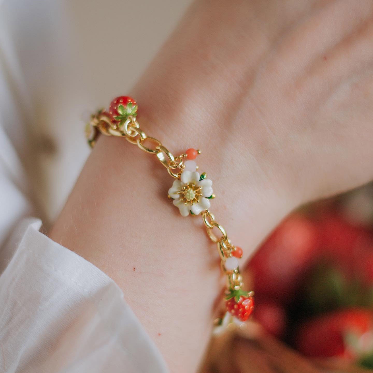 Vintage Strawberry Flower Bracelet