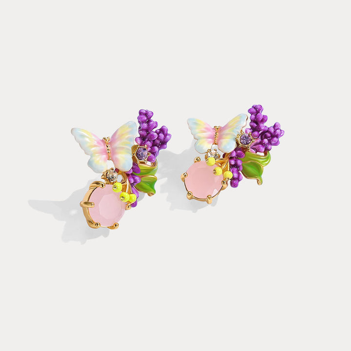 Selenichast Lavender Butterfly Stud Earrings