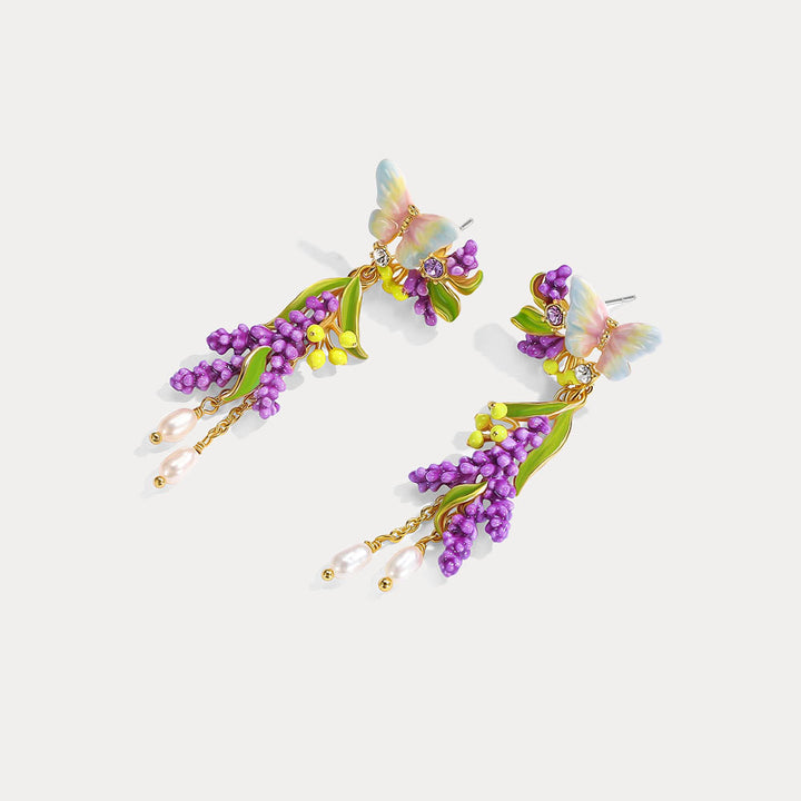 Selenichast Lavender Butterfly Earrings
