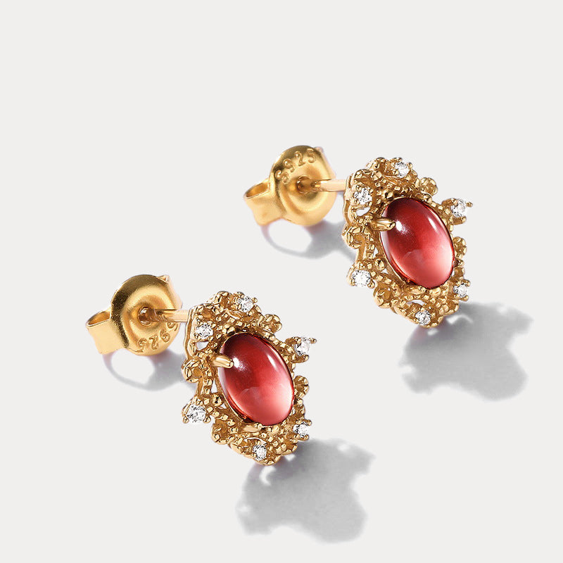 Vintage Diamond Garnet Earrings