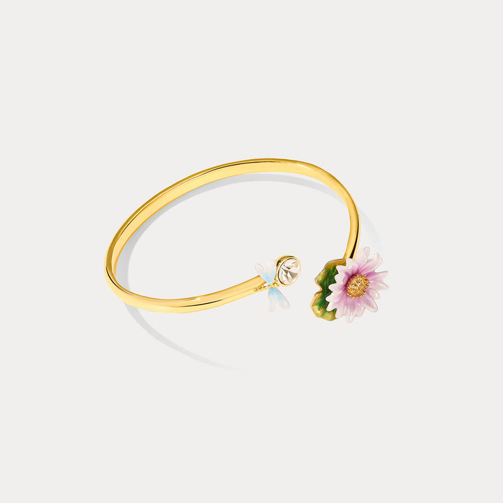 Lotus Dragonfly Enamel Bracelet