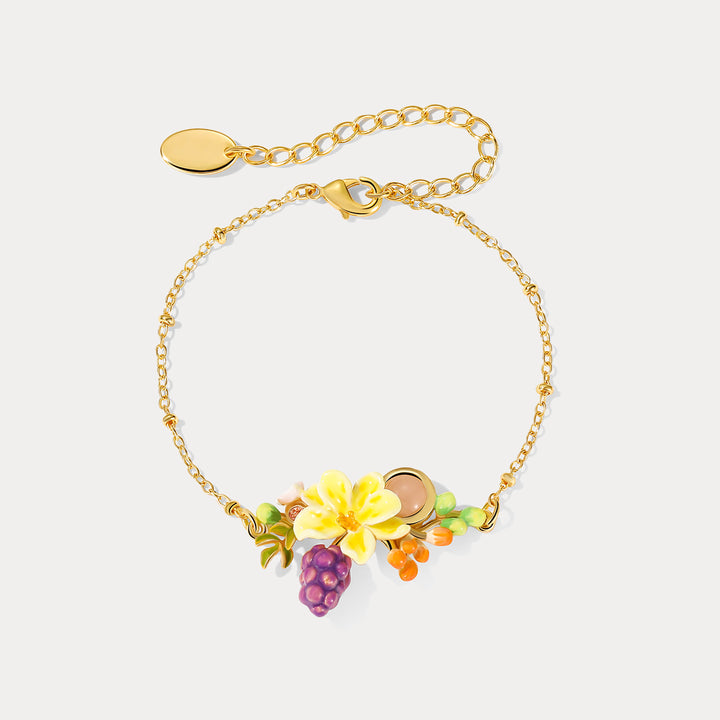 Selenichast Sweet Grape Flower Enamel Bracelet