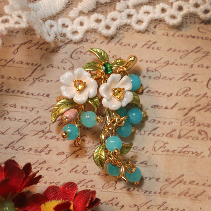 Delicate Blueberry Flower Brooch