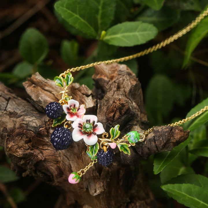 Dainty Gold Blackberry Flower Necklace