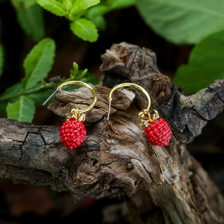Raspberry Earrings Gold