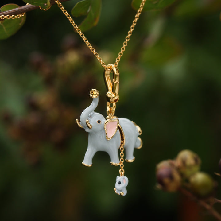 Cute Elephant Locket Necklace Gold