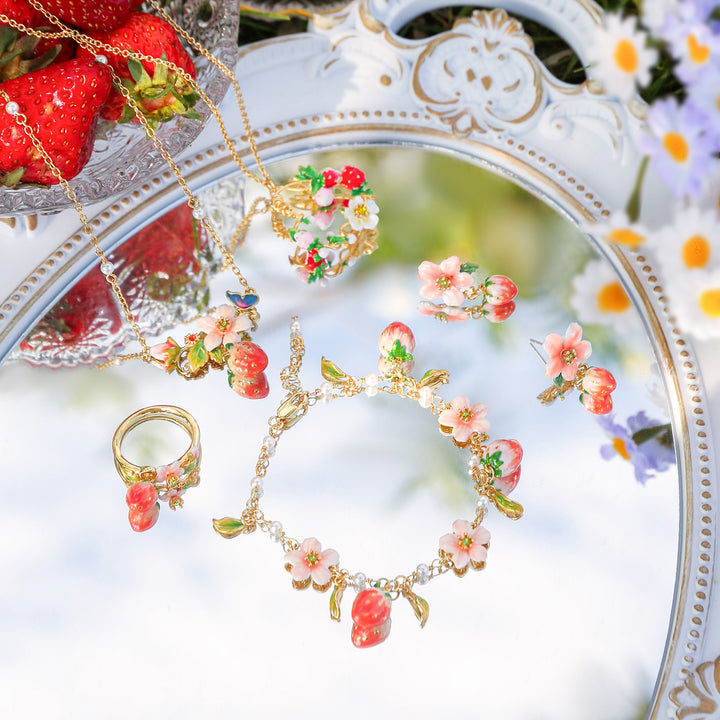 Strawberry Enamel Flower Bracelet