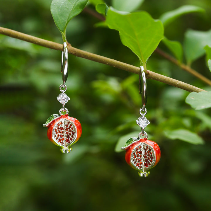 Silver Pomegranate Earrings