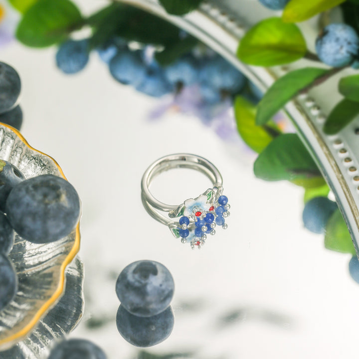 Blueberry Flower Silver Ring