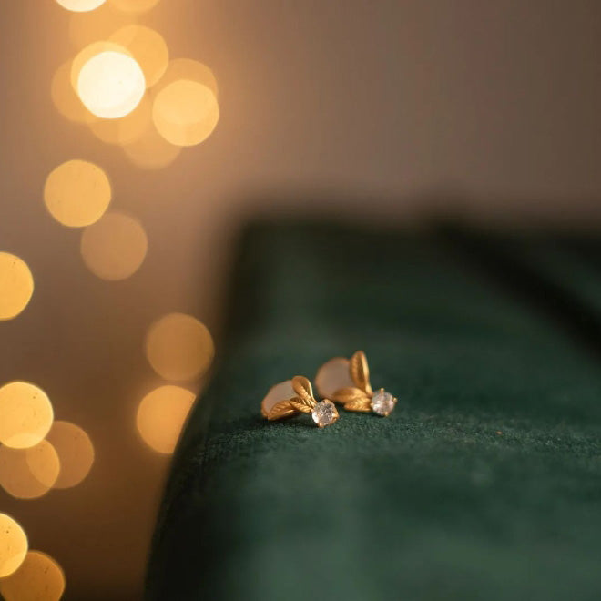 Shell Stud Gold Earrings