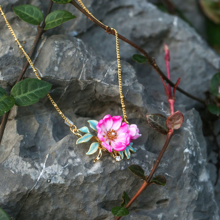 Gold Peony Pendant Necklace
