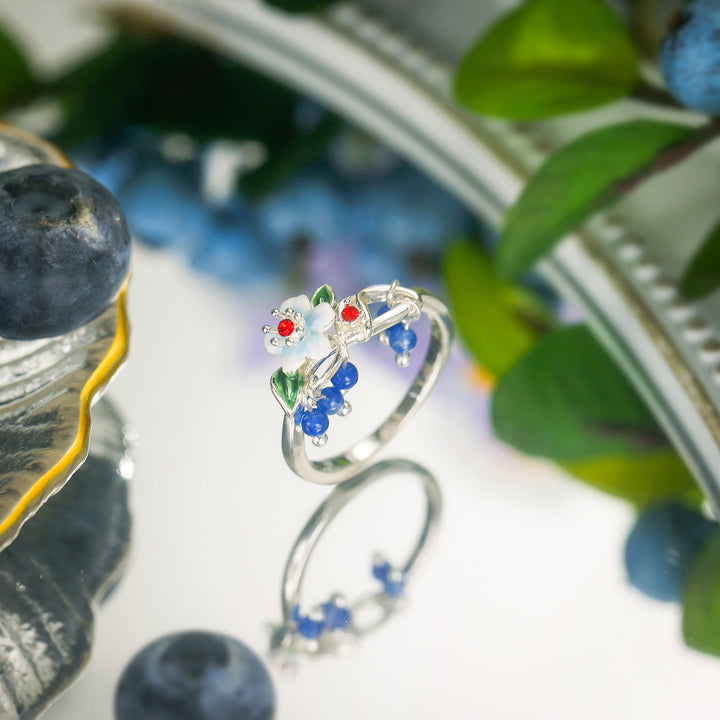 Blueberry Flower Silver Ring