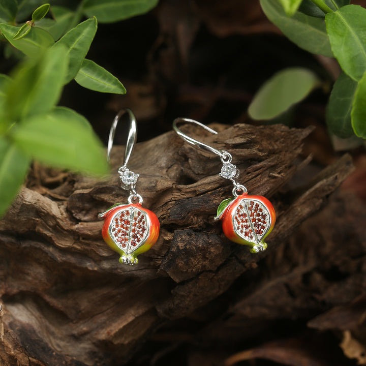 Silver Pomegranate Earrings