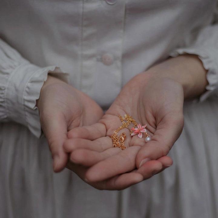 magnolia flower nature necklace