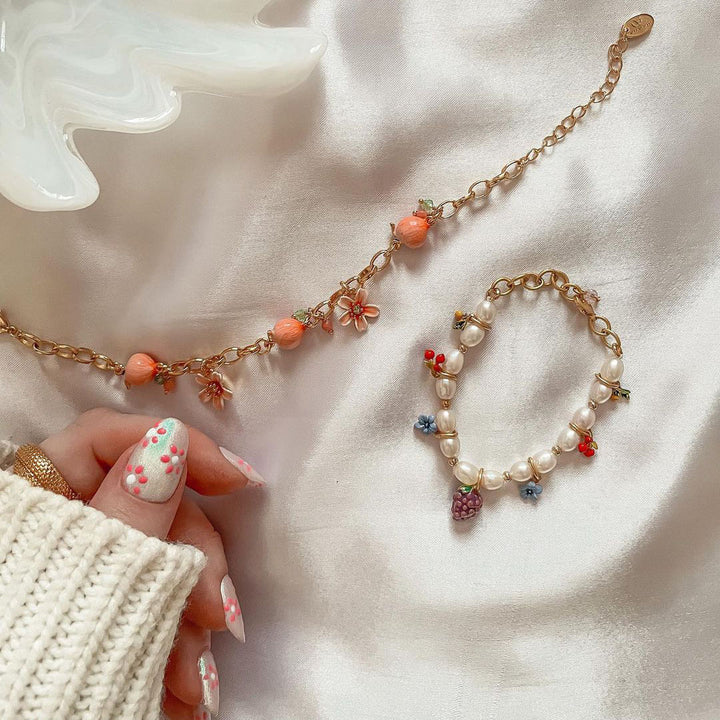 grape cherry pearl bracelet